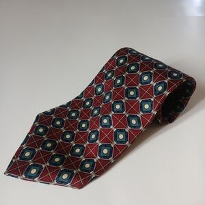 Men's Burgundy Geometric Tie with Teal Pattern,see Photo Mising Bla